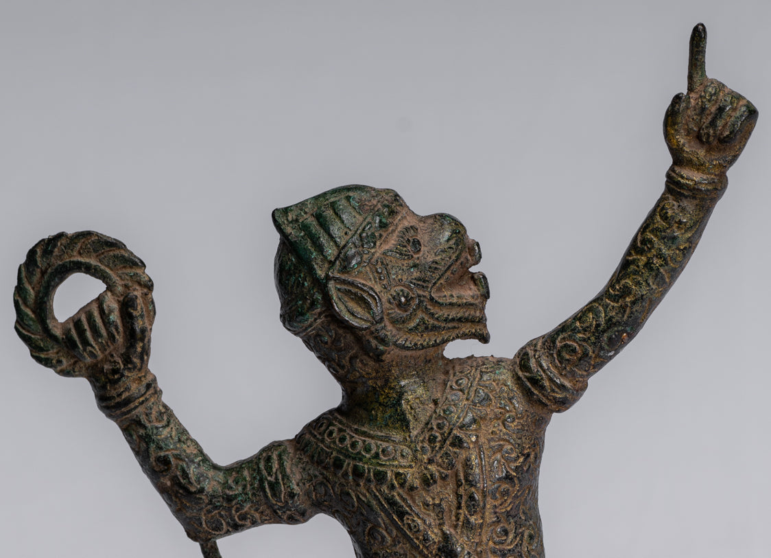 Estatua de Dios Hanuman de Bayon de estilo jemer antiguo - 25 cm/10 "de altura