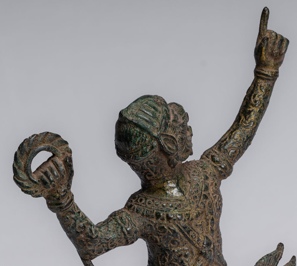 Estatua de Dios Hanuman de Bayon de estilo jemer antiguo - 25 cm/10 "de altura