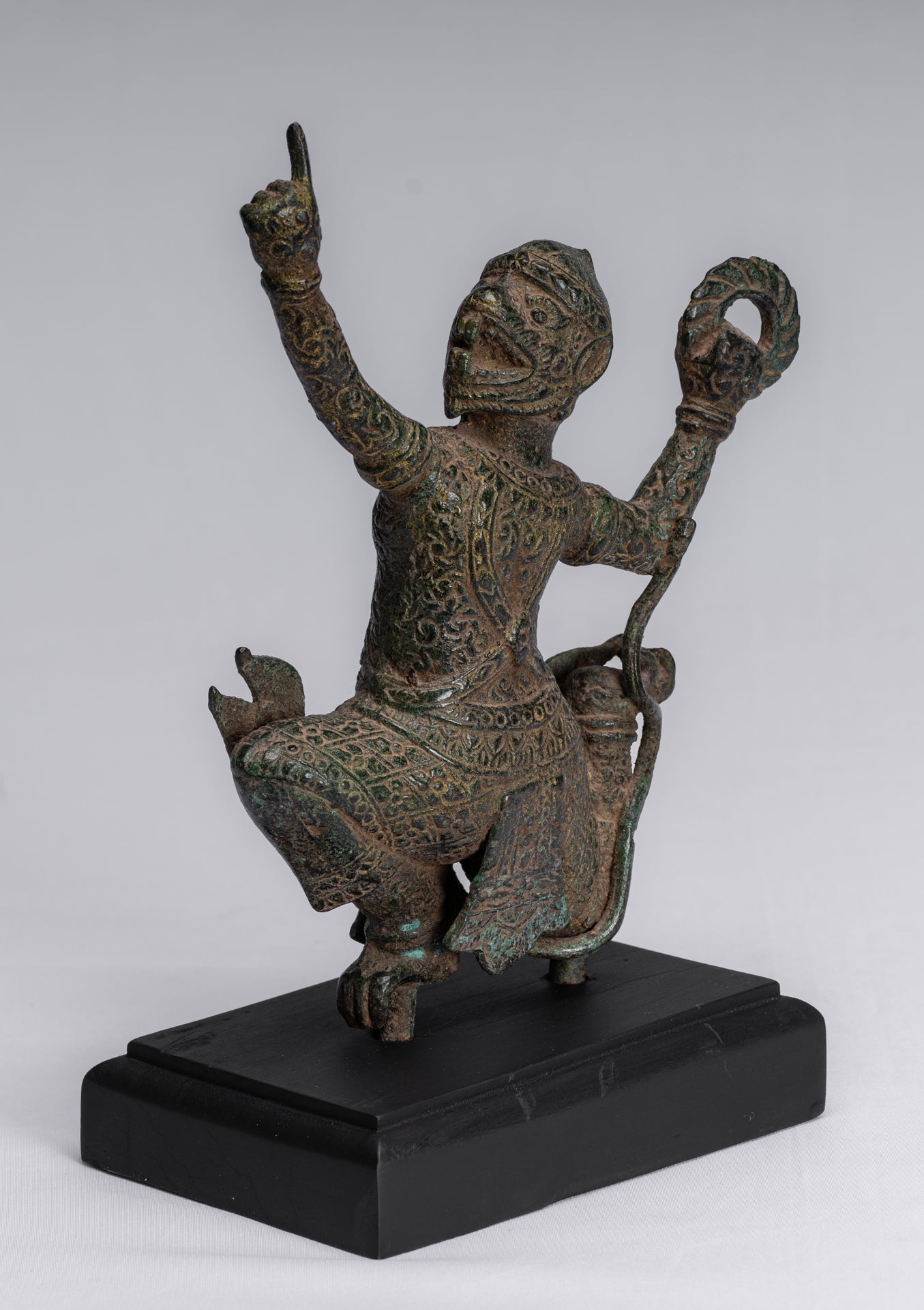 Estatua de Dios Hanuman de Bayon de estilo jemer antiguo - 25 cm/10 "de altura