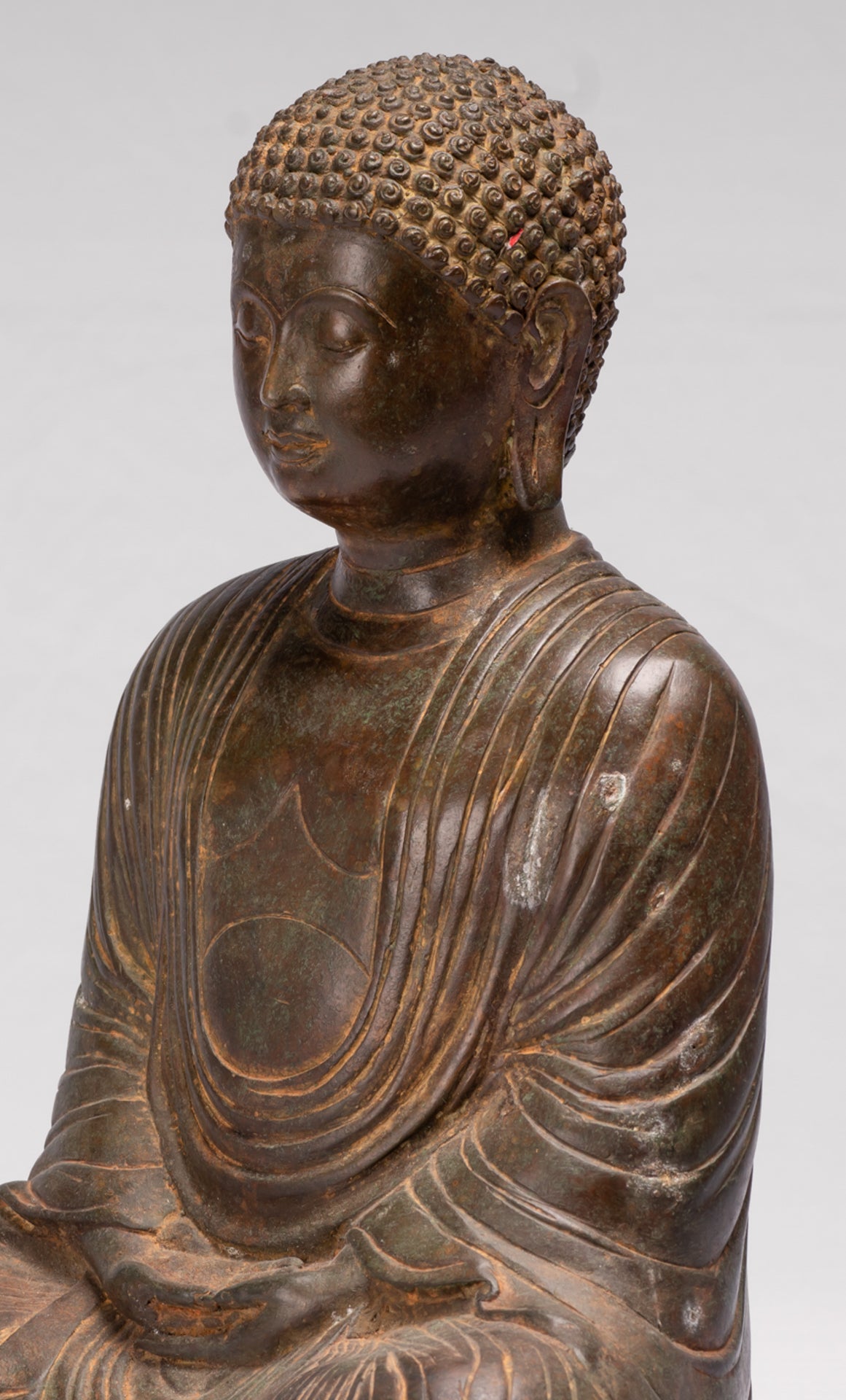 Antique Japanese Style Bronze Seated Meditation Amitabha Buddha Statue - 40cm/16"