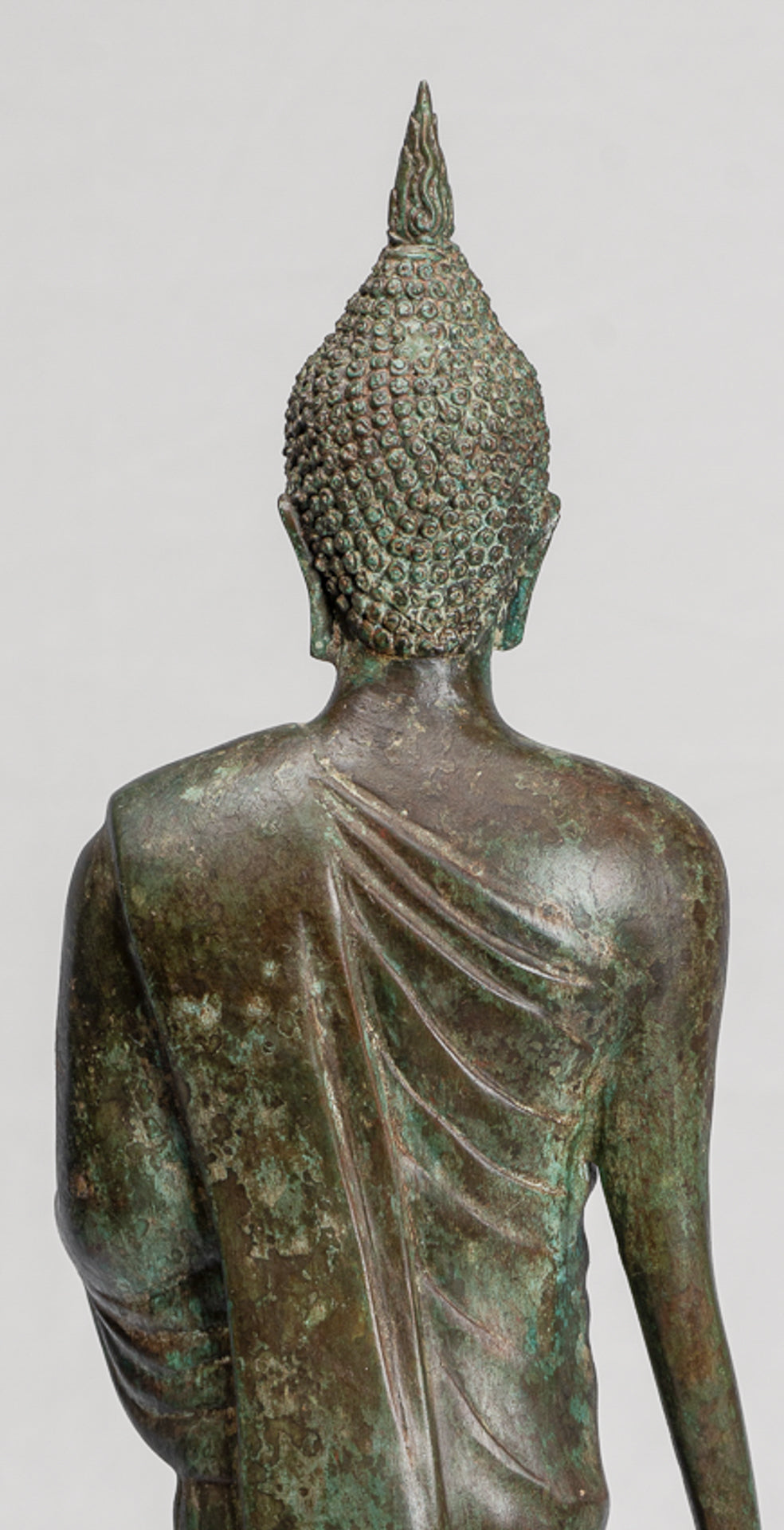 Antique Sukhothai Style Standing Bronze Thai Protection Walking Buddha Statue - 57cm/23"