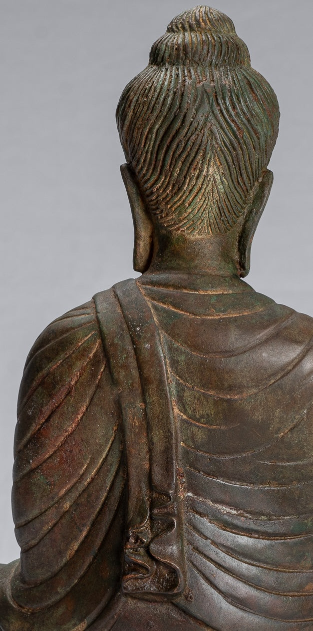 Indian Buddha Statue - Antique Gandhara Style Bronze Enlightenment Buddha Statue - 39cm/16"