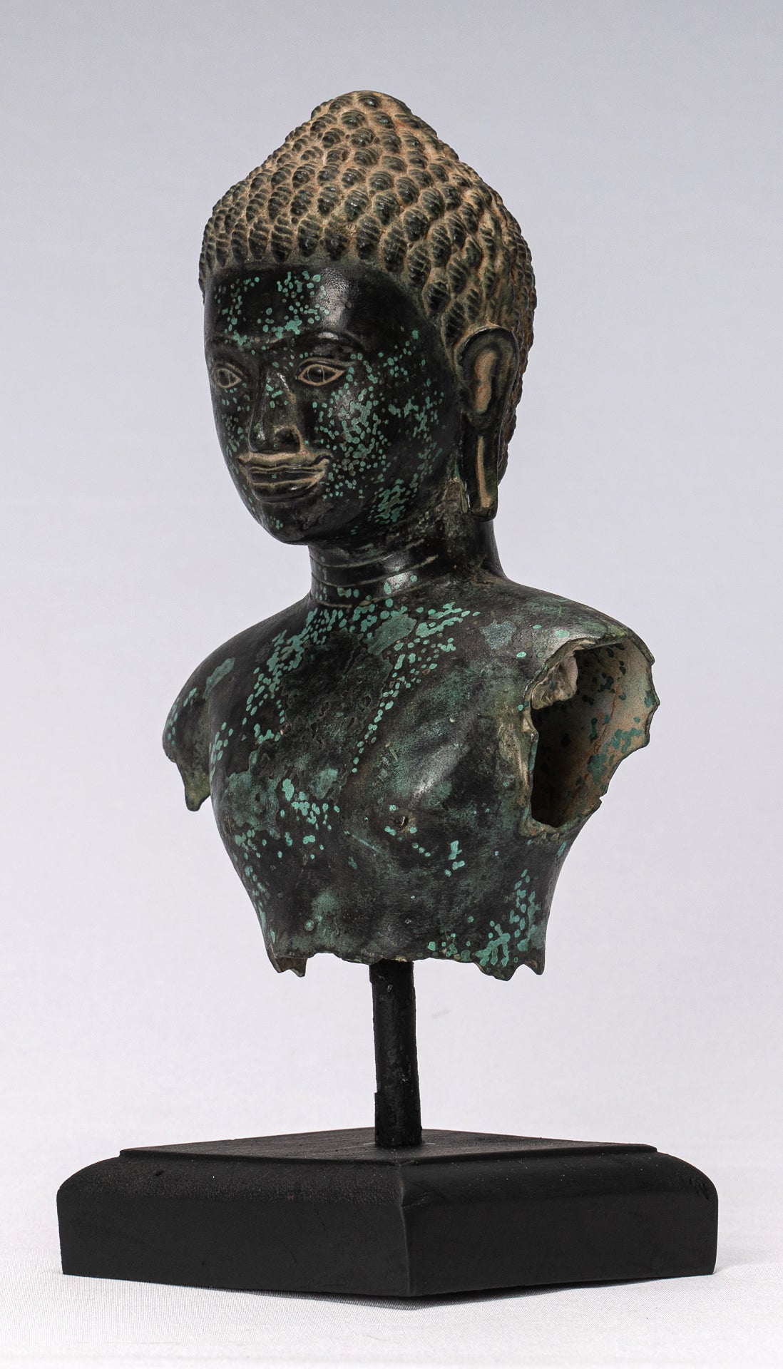 Estatua de torso de bronce de estilo jemer antiguo - Protector y conservador - 25 cm/10 "