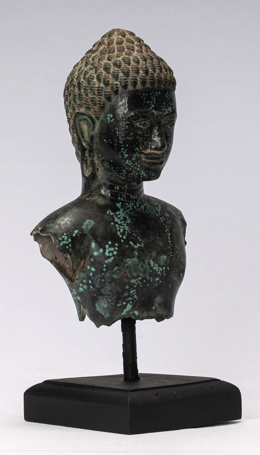 Estatua de torso de bronce de estilo jemer antiguo - Protector y conservador - 25 cm/10 "