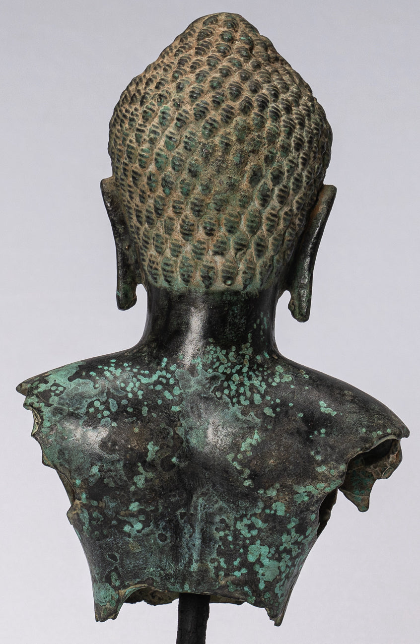 Estatua de torso de bronce de estilo jemer antiguo - Protector y conservador - 25 cm/10 "