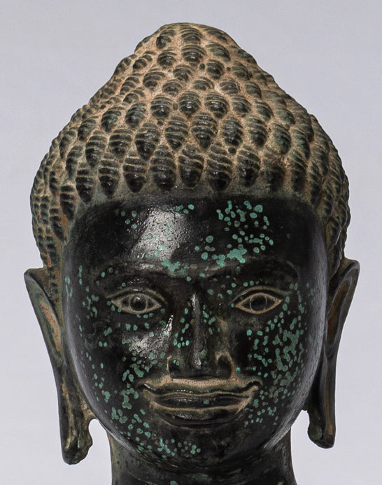 Estatua de torso de bronce de estilo jemer antiguo - Protector y conservador - 25 cm/10 "