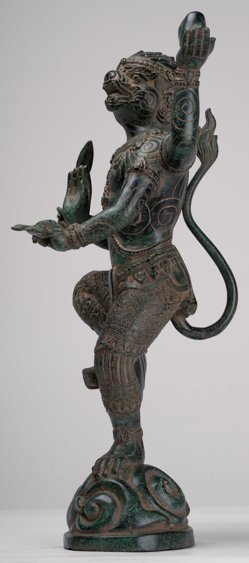 Antique Khmer Style Standing Bayon Hindu God Hanuman Statue - 40cm/16" Tall