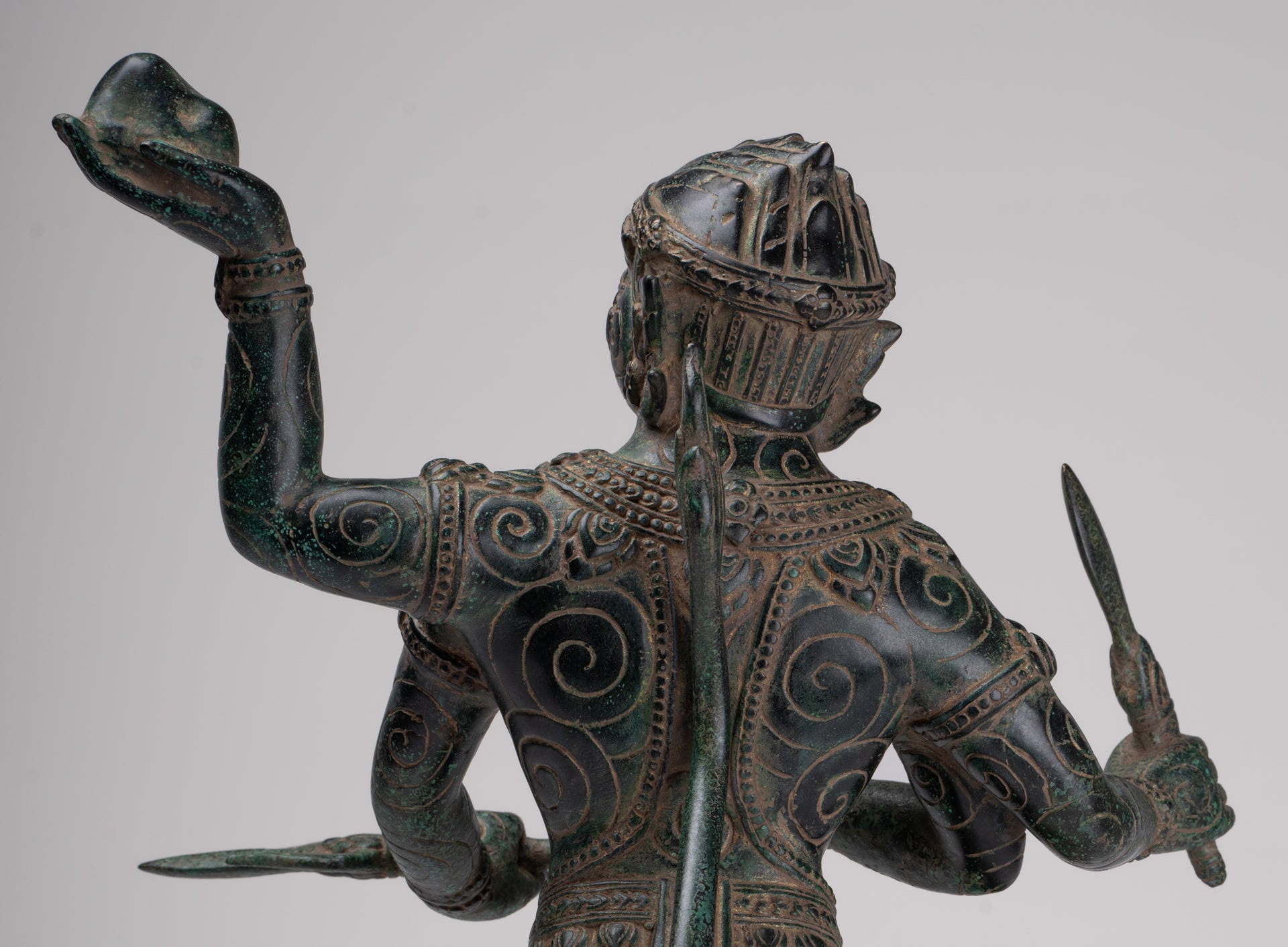 Antique Khmer Style Standing Bayon Hindu God Hanuman Statue - 40cm/16" Tall