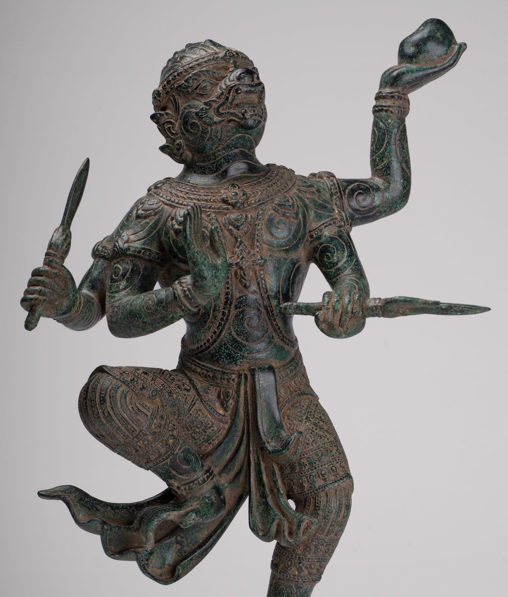 Antique Khmer Style Standing Bayon Hindu God Hanuman Statue - 40cm/16" Tall