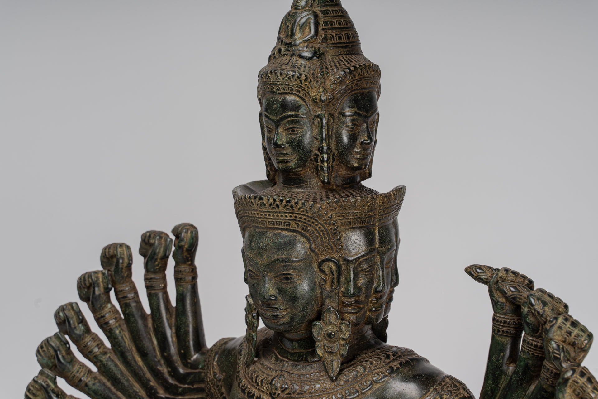 Antique Khmer Style Seated Bronze Bodhisattva Avalokiteshvara Statue - 53cm/21"