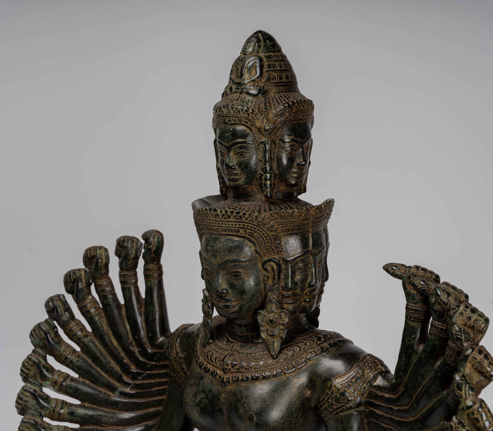 Antique Khmer Style Seated Bronze Bodhisattva Avalokiteshvara Statue - 53cm/21"
