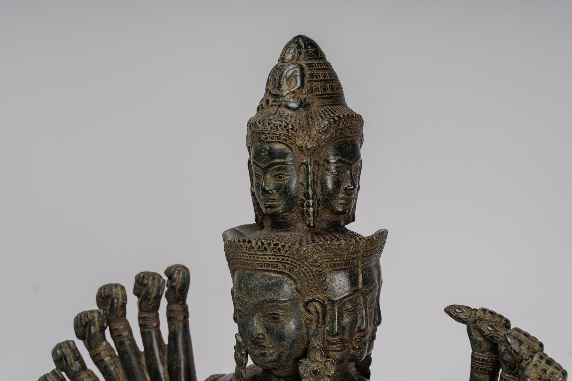 Antique Khmer Style Seated Bronze Bodhisattva Avalokiteshvara Statue - 53cm/21"