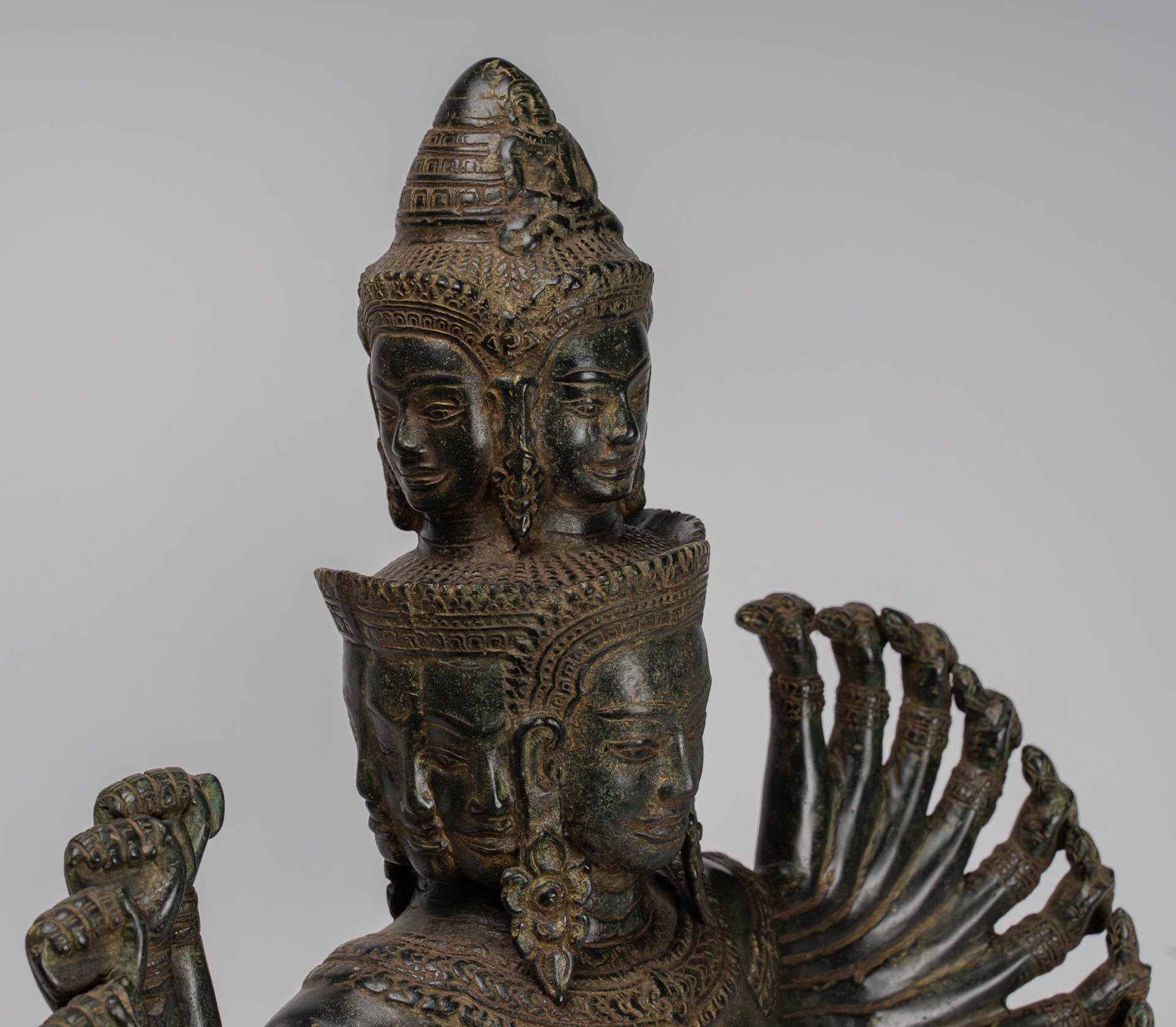 Antique Khmer Style Seated Bronze Bodhisattva Avalokiteshvara Statue - 53cm/21"