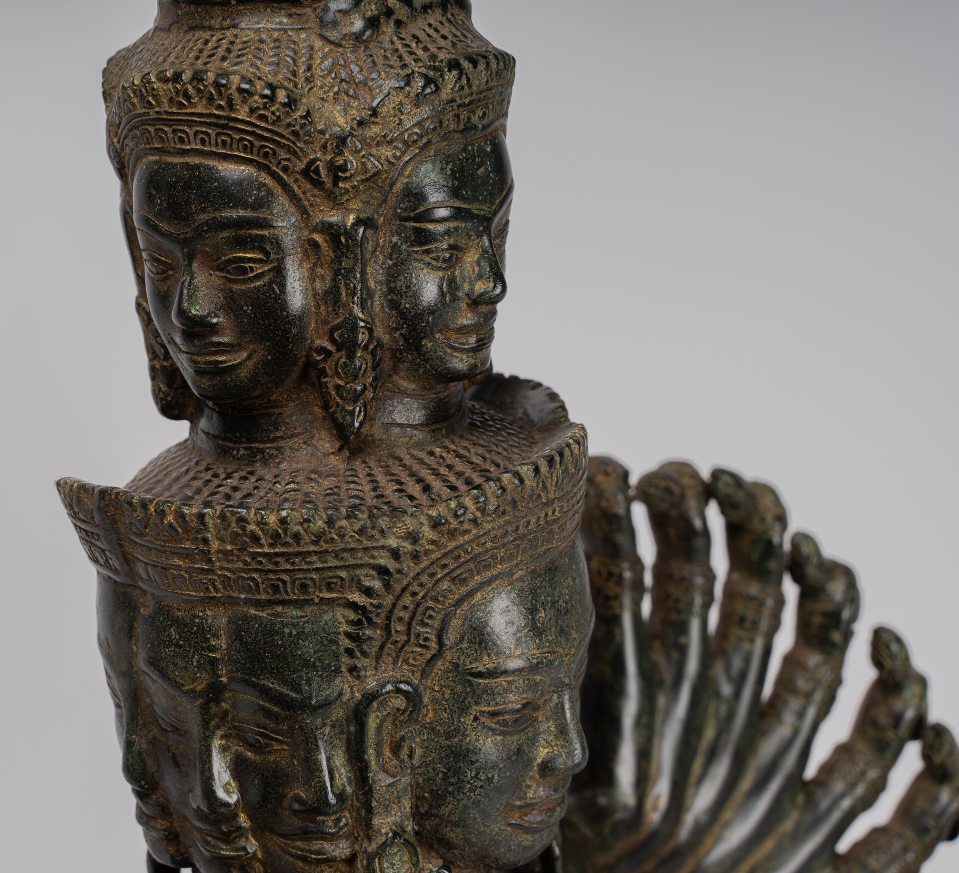 Antique Khmer Style Seated Bronze Bodhisattva Avalokiteshvara Statue - 53cm/21"