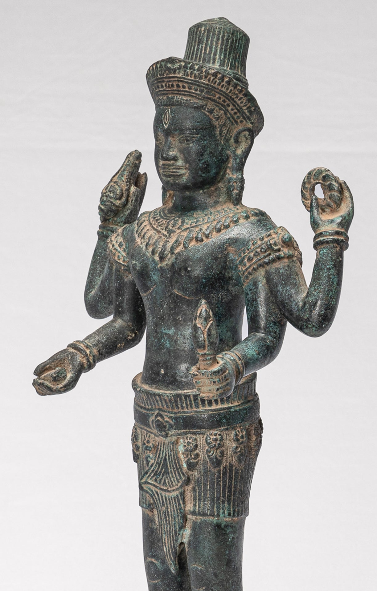 Antique Khmer Style Koh Ker Style Shiva Statue — Standing Four-Armed Shiva in Bronze - 44cm/18"