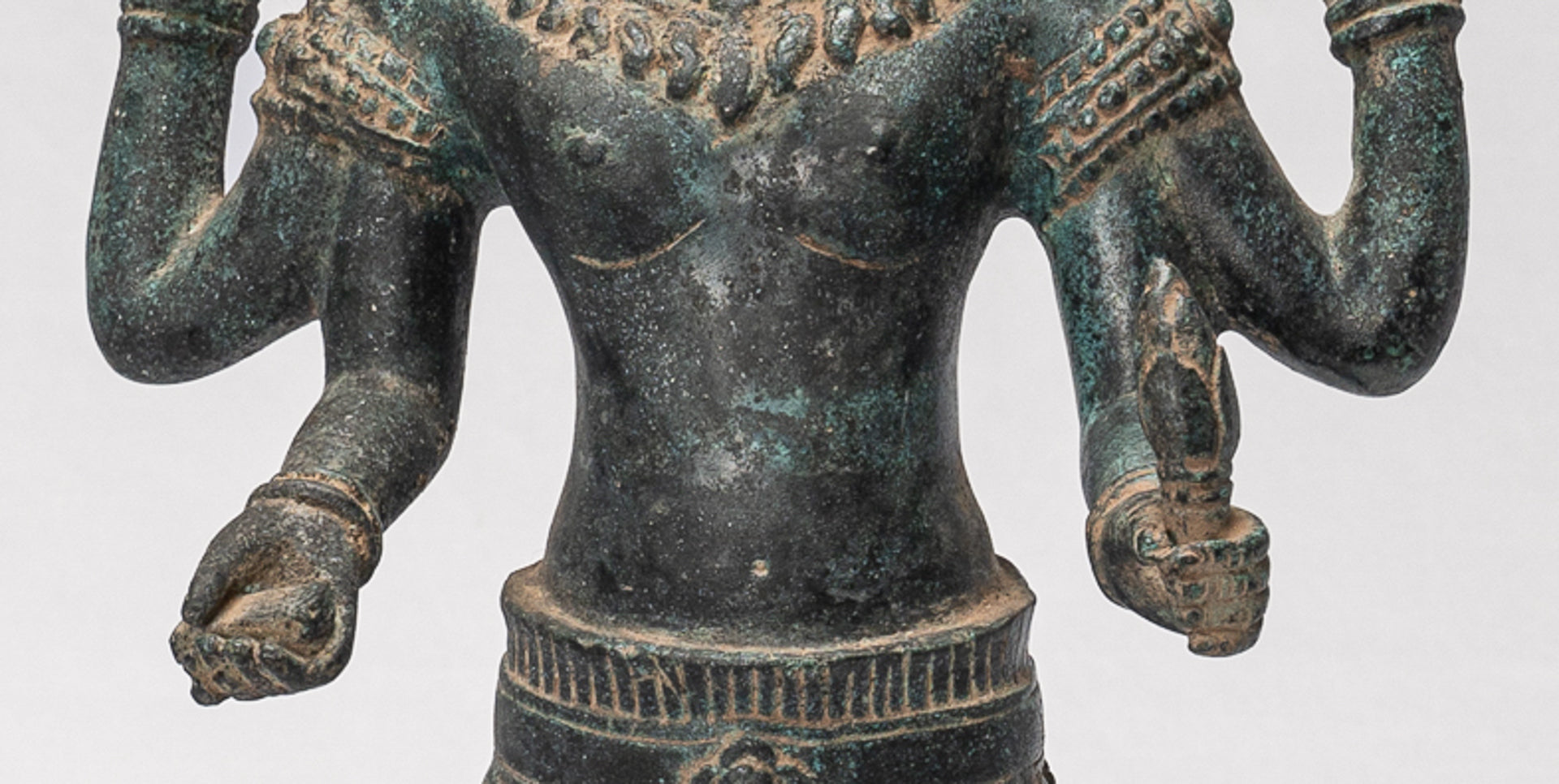 Antique Khmer Style Koh Ker Style Shiva Statue — Standing Four-Armed Shiva in Bronze - 44cm/18"