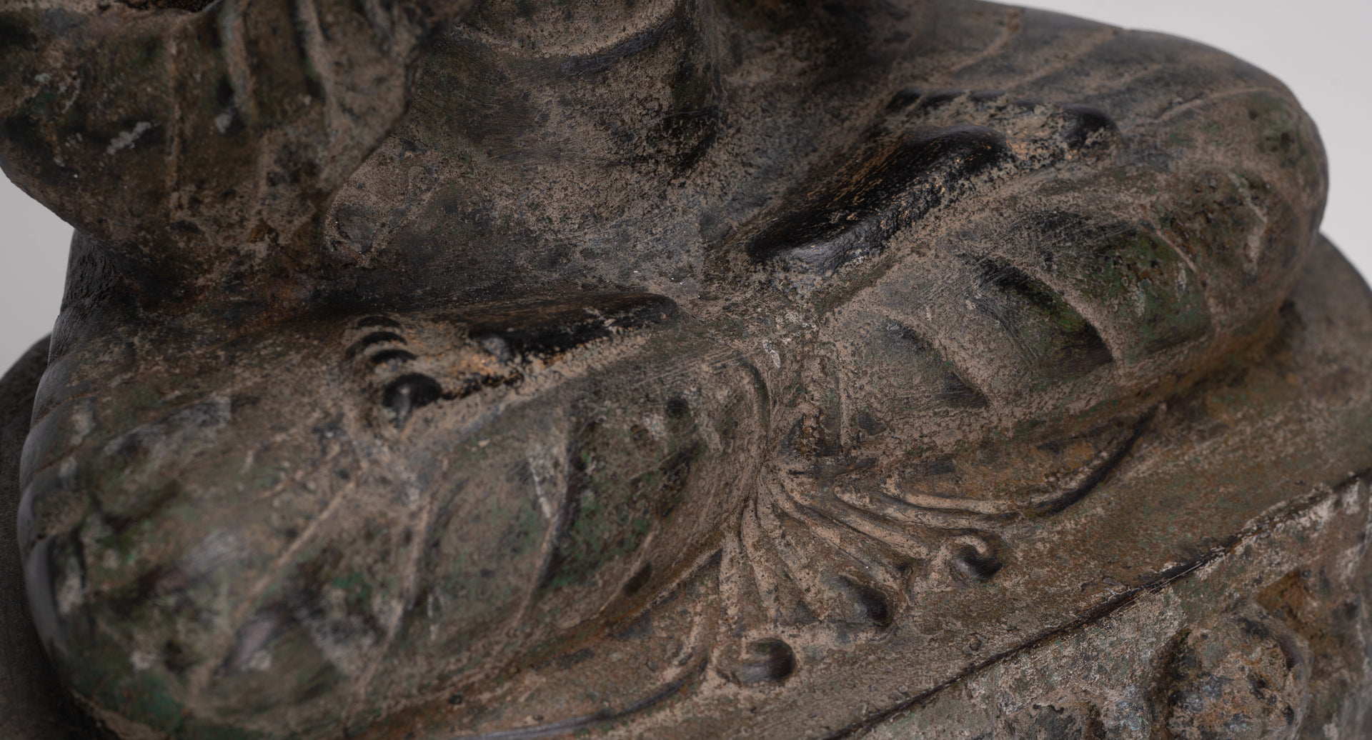 Large Antique Thai Style Seated Bronze Teaching Buddha Statue - 54cm/22"