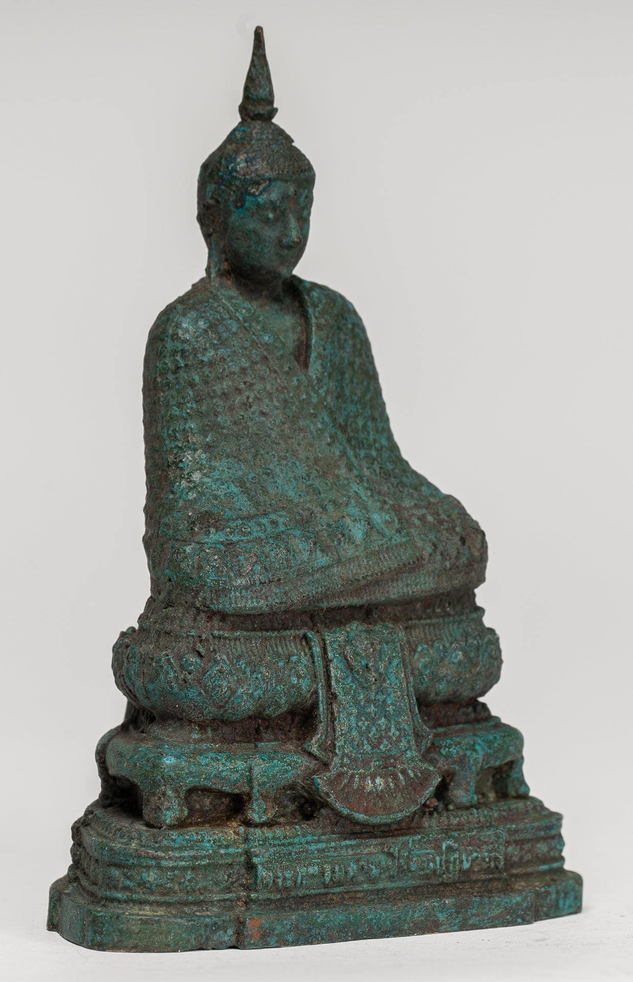 Buddha Sculpture - Antique Thai Style Bronze Seated Meditation Winter Buddha Statue - 12.5cm/5"