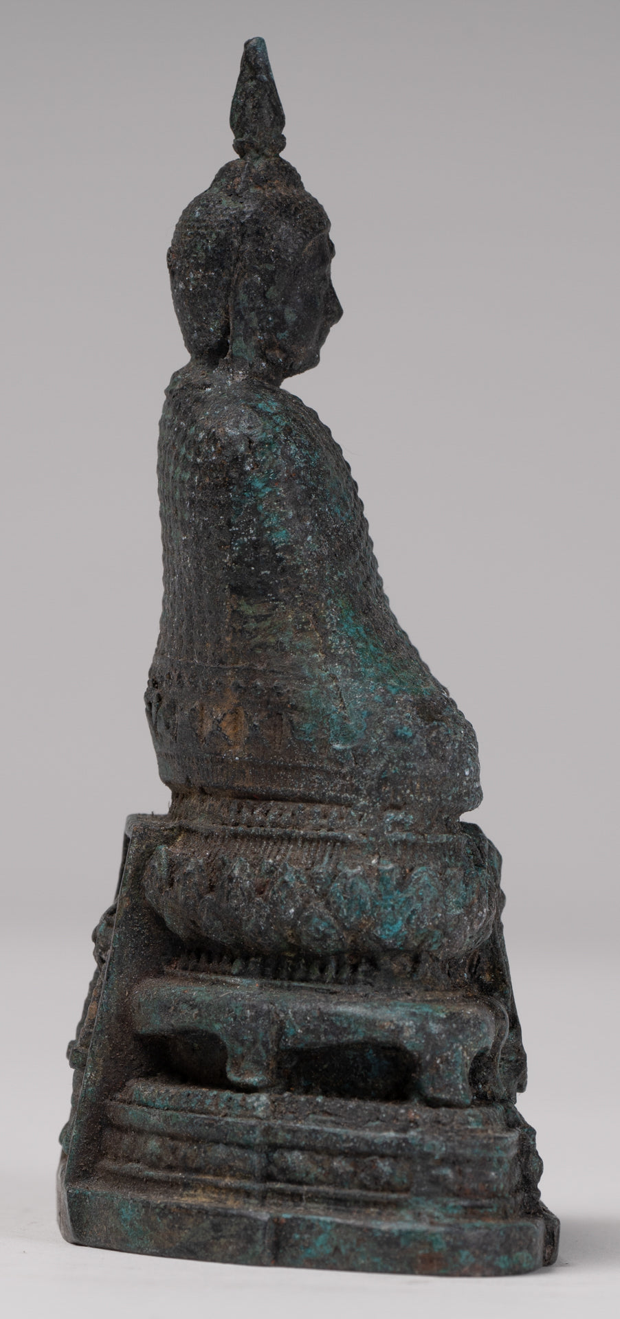 Buddha Sculpture - Antique Thai Style Bronze Seated Meditation Winter Buddha Statue - 12.5cm/5"