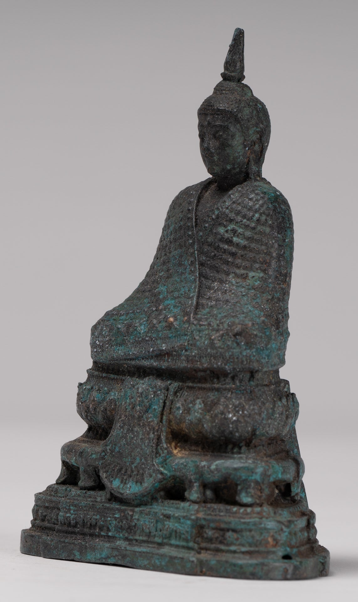 Buddha Sculpture - Antique Thai Style Bronze Seated Meditation Winter Buddha Statue - 12.5cm/5"