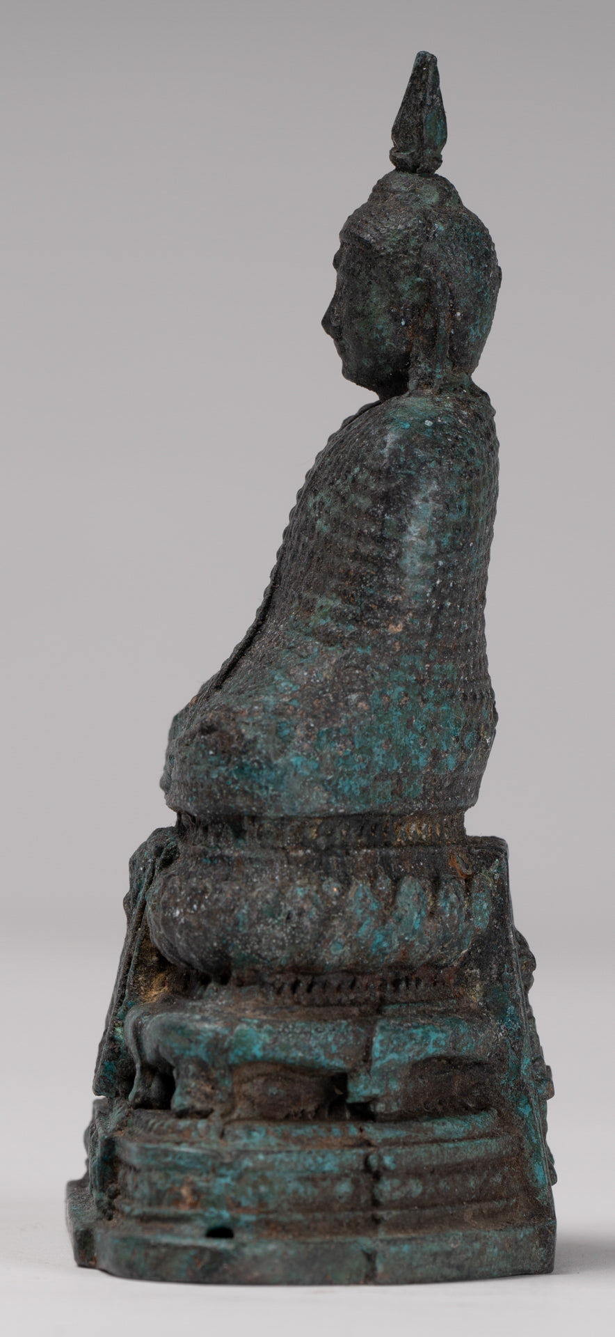 Buddha Sculpture - Antique Thai Style Bronze Seated Meditation Winter Buddha Statue - 12.5cm/5"
