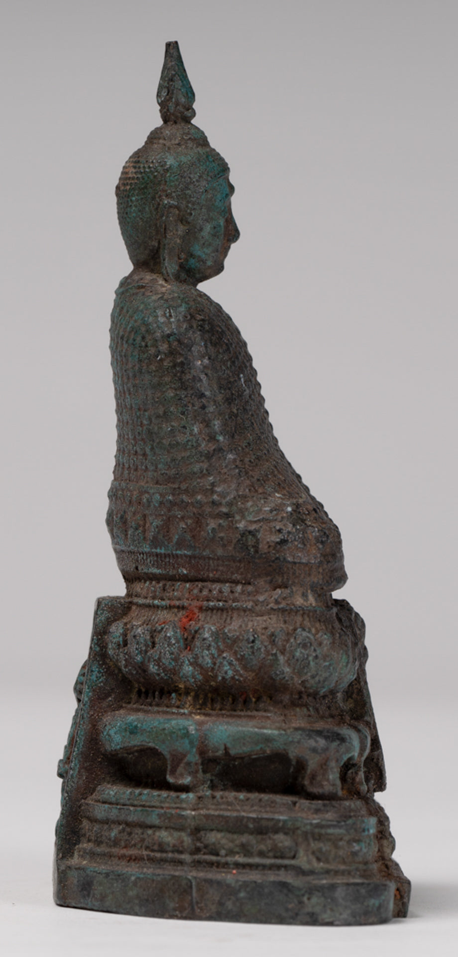 Escultura de Buda - Estatua de Buda de Invierno de meditación sentada de Bronce de Estilo tailandés Antiguo - 12,5 cm/5"