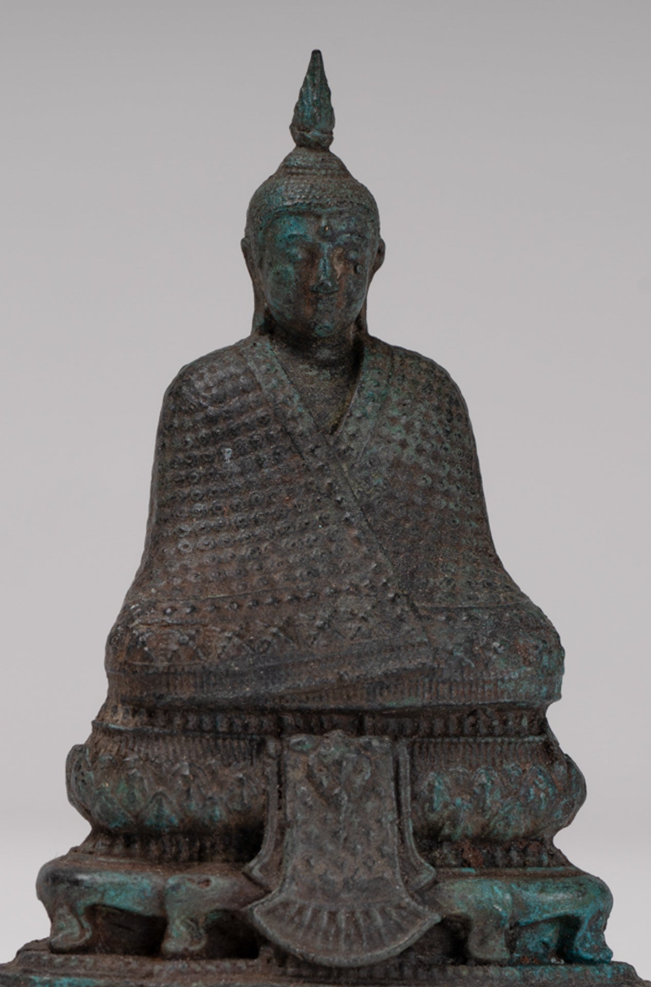 Buddha Sculpture - Antique Thai Style Bronze Seated Meditation Winter Buddha Statue - 12.5cm/5"