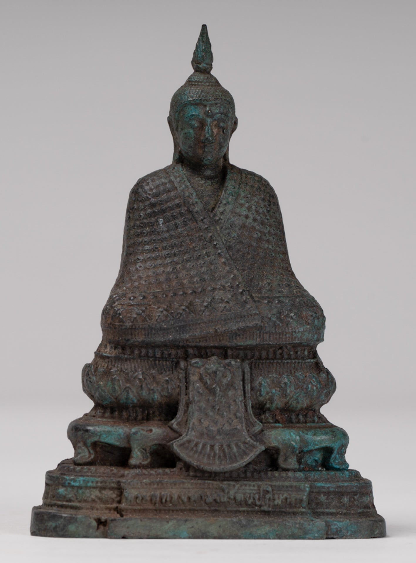 Buddha Sculpture - Antique Thai Style Bronze Seated Meditation Winter Buddha Statue - 12.5cm/5"