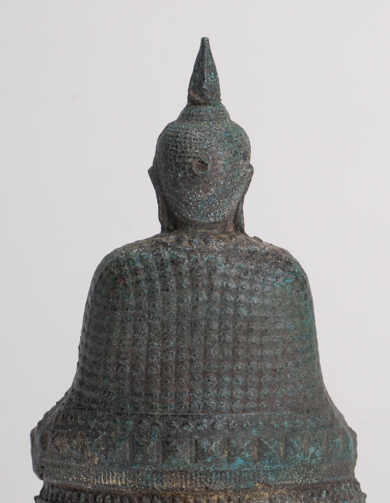 Buddha Sculpture - Antique Thai Style Bronze Seated Meditation Winter Buddha Statue - 12.5cm/5"