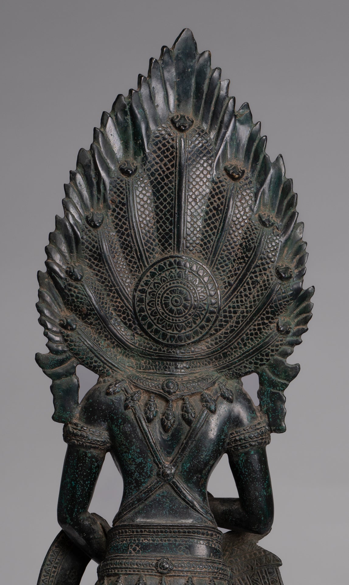 Naga Statue - Antique Khmer Style Bronze Protective 'Queen Soma' Mother of Naga, Snake or Serpent Statue - 76cm/30"