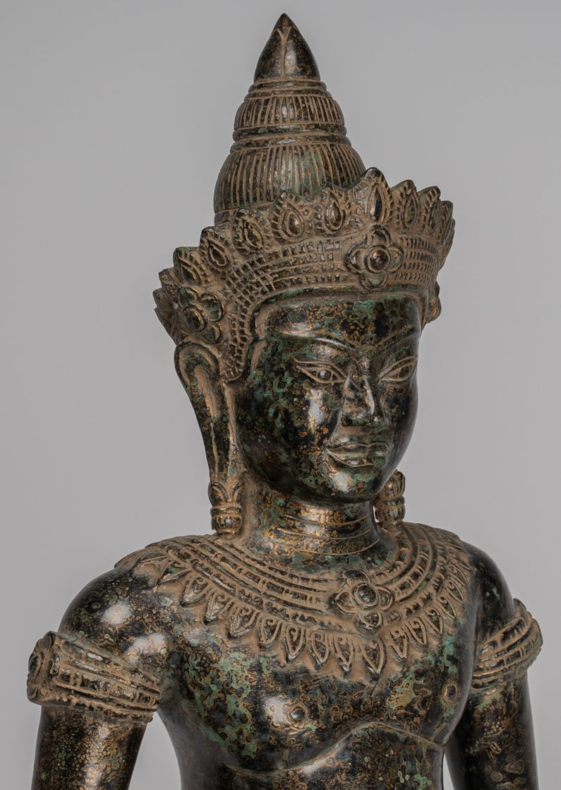 Buddha Statue - Antique Khmer Style Bronze Varada or Charity Angkor Wat Buddha Statue - 55cm/22"