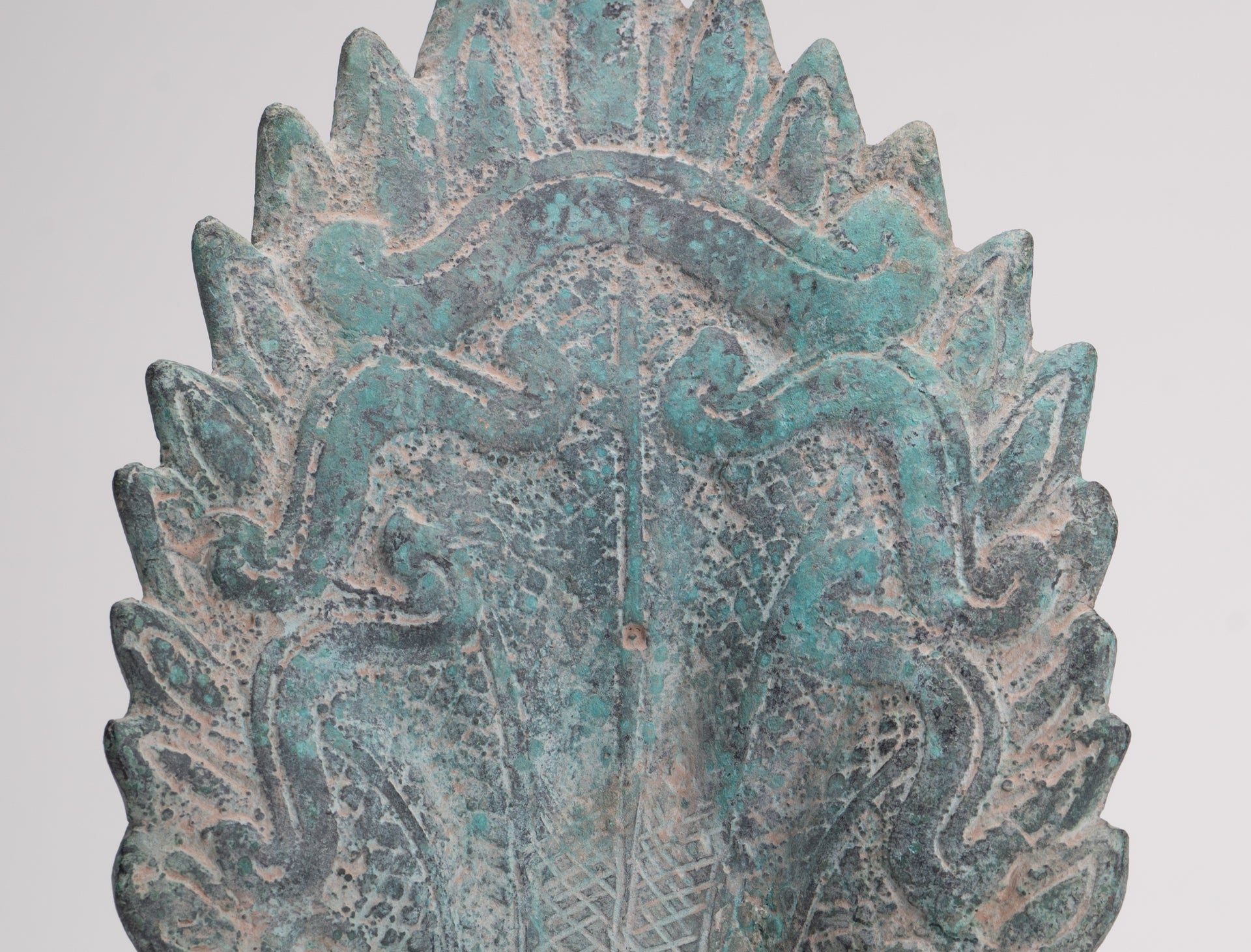 Naga Statue - Antique Khmer Style Bronze Protective Naga, Snake or Serpent Statue - 27cm/11"