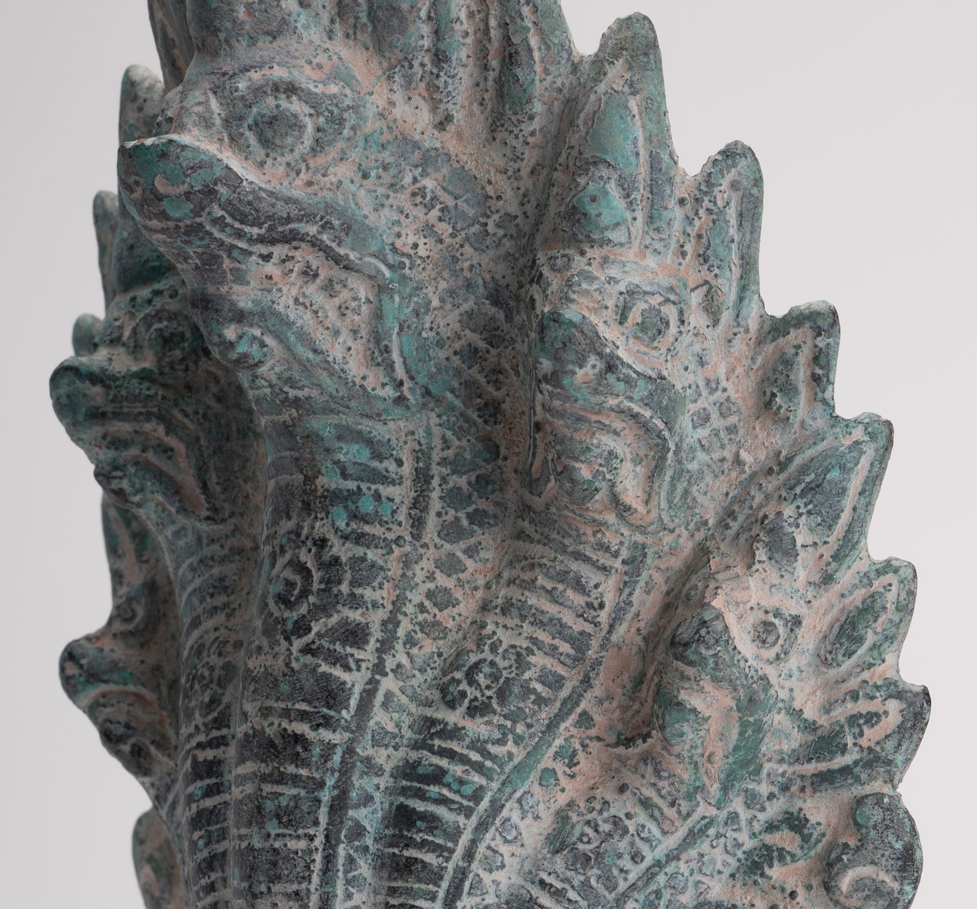 Naga Statue - Antique Khmer Style Bronze Protective Naga, Snake or Serpent Statue - 27cm/11"