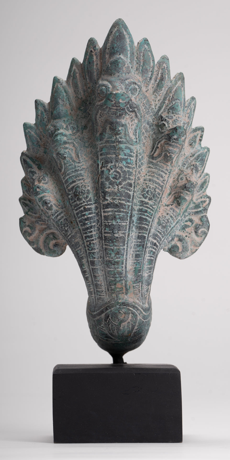 Naga Statue - Antique Khmer Style Bronze Protective Naga, Snake or Serpent Statue - 27cm/11"