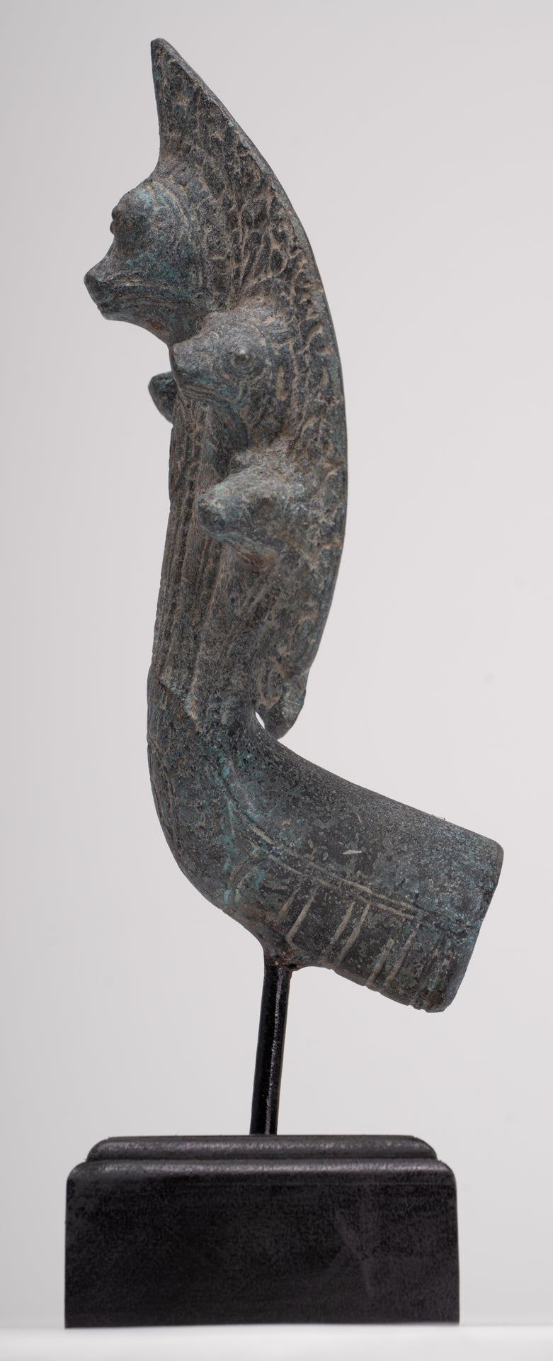 Naga Statue - Antique Khmer Style Bronze Protective Naga, Snake or Serpent Statue - 29cm/12"