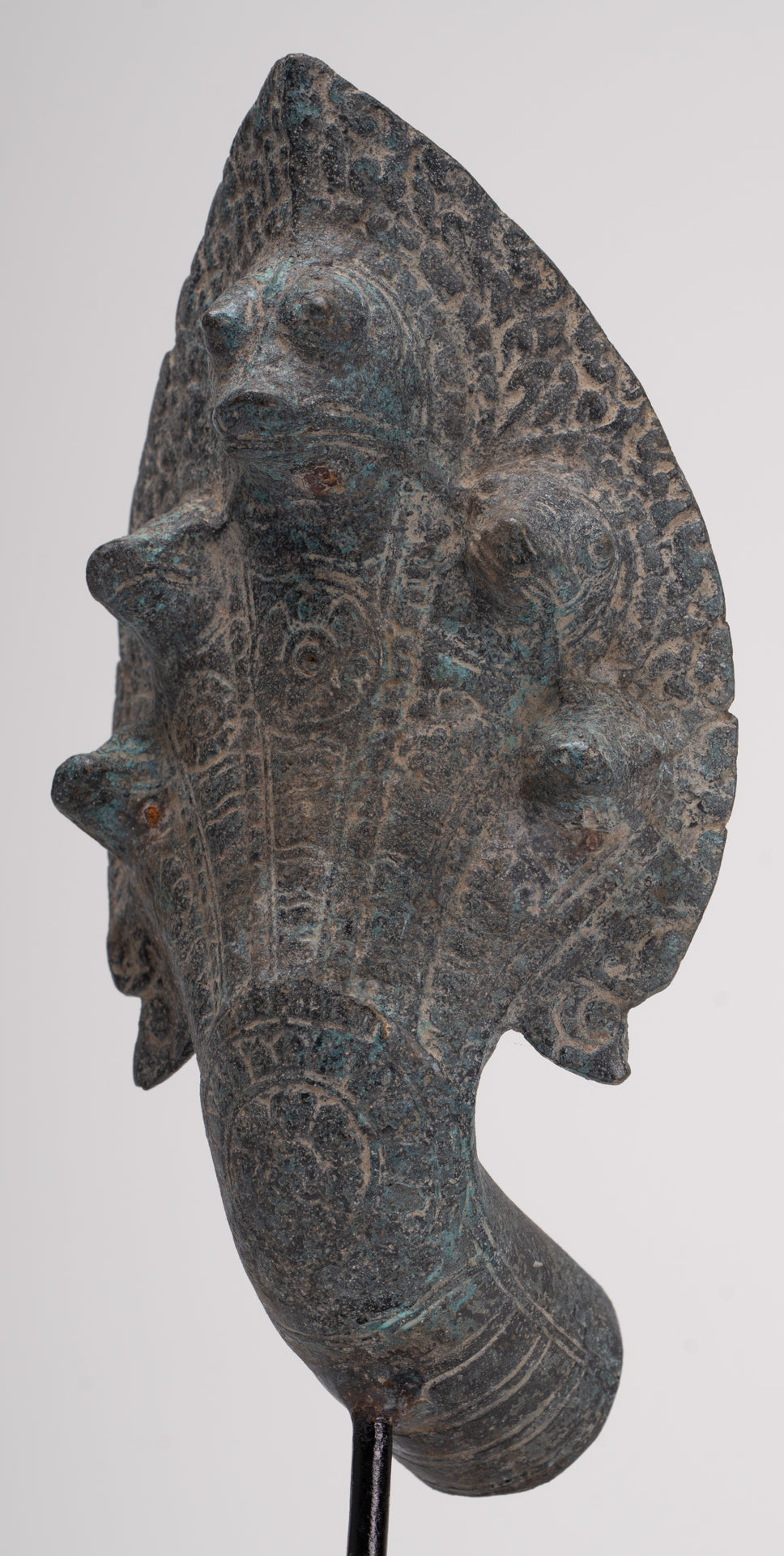 Naga Statue - Antique Khmer Style Bronze Protective Naga, Snake or Serpent Statue - 29cm/12"