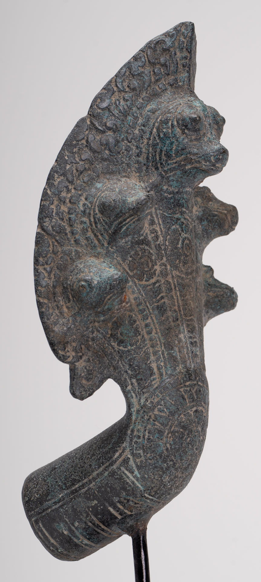 Naga Statue - Antique Khmer Style Bronze Protective Naga, Snake or Serpent Statue - 29cm/12"