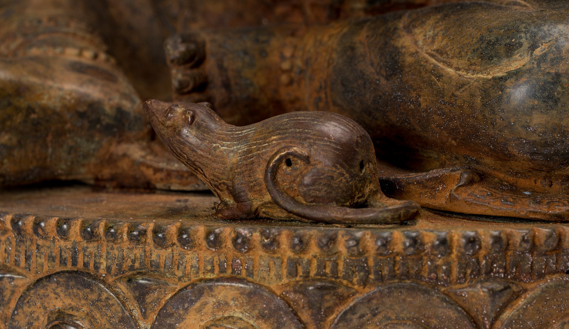 Ganesha Statue - Antique Javanese Style Bronze Seated Majapahit Ganesha Statue - 36cm/14"