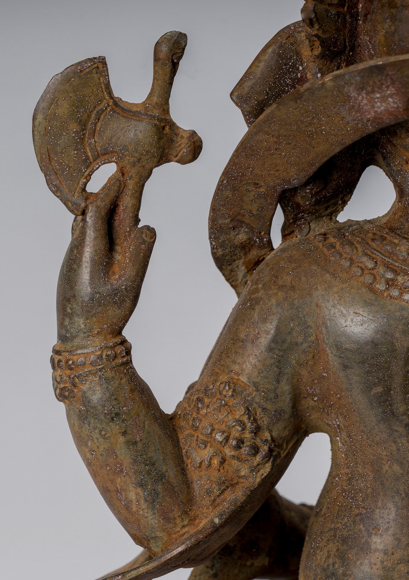 Ganesha Statue - Antique Javanese Style Bronze Seated Majapahit Ganesha Statue - 36cm/14"