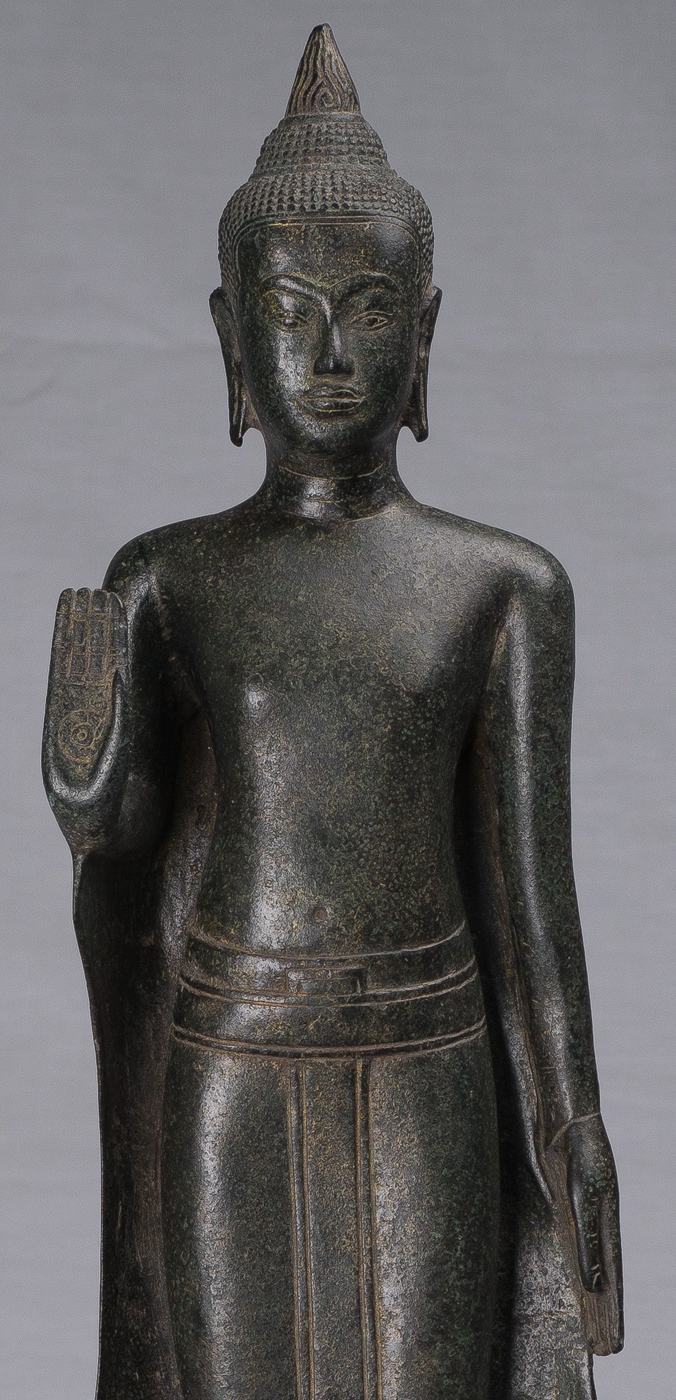 Statues de Bouddha - Bronze de style khmer antique debout Abhaya Protection Statues Bouddha (paire) - 62 cm / 25 "