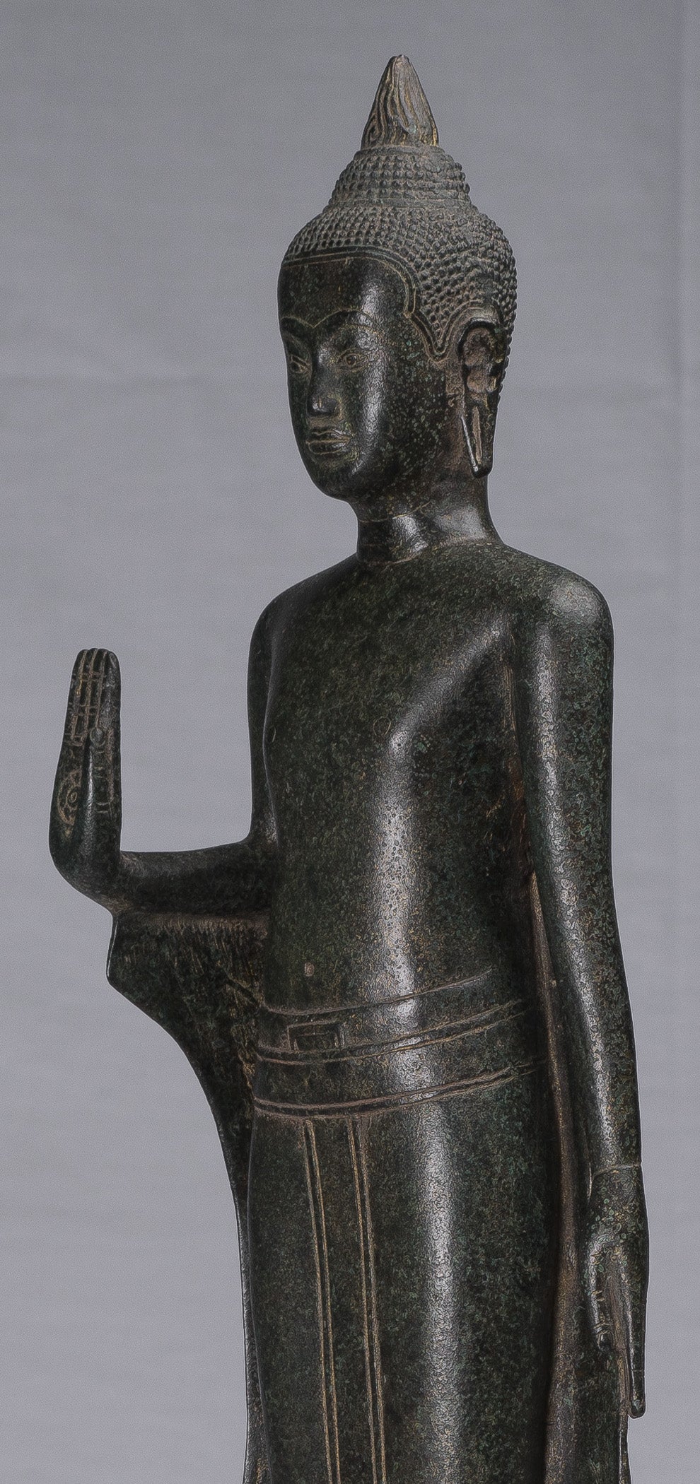 Statues de Bouddha - Bronze de style khmer antique debout Abhaya Protection Statues Bouddha (paire) - 62 cm / 25 "