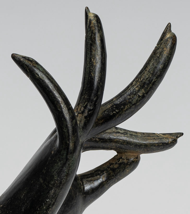 Mounted Antique Thai Style Southeast Asia Bronze Thai Teaching Hand - 24cm/10"