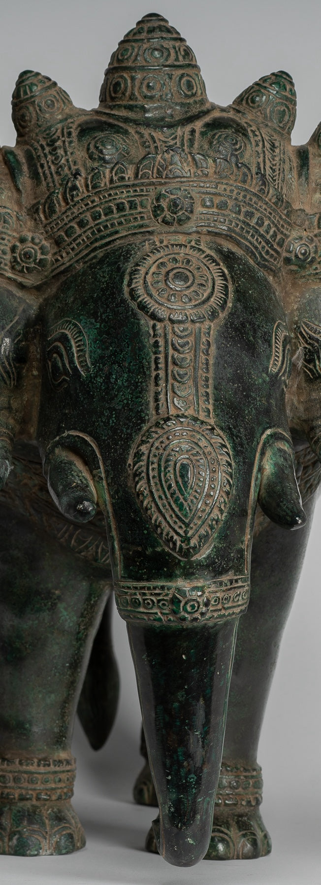 Antique Khmer Style Bronze Erawan Airavata or Elephant Statue - 44cm/18" Tall