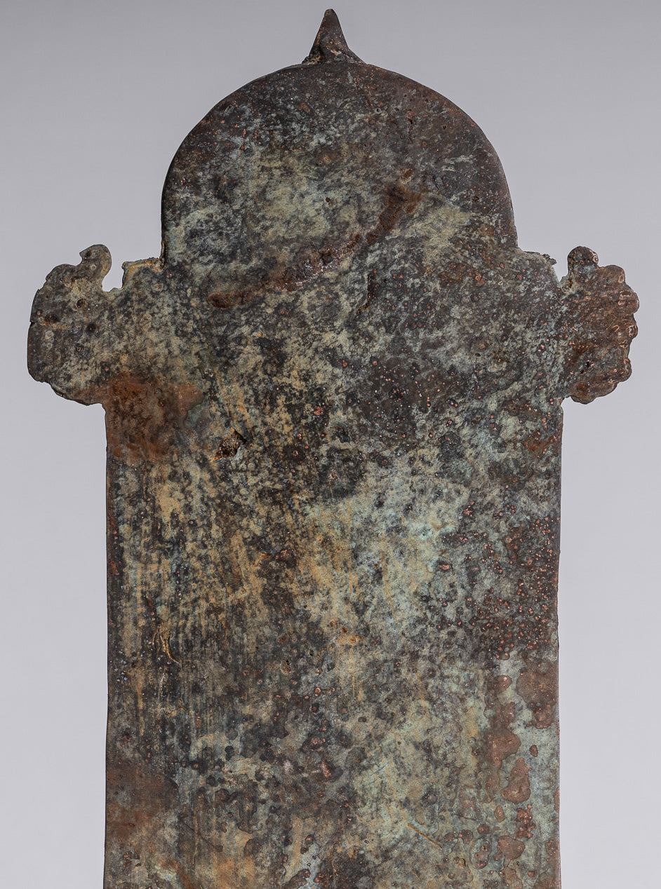 Statue de Bouddha – Statue de Bouddha de protection javanaise en bronze de style indonésien antique – 28 cm/11"