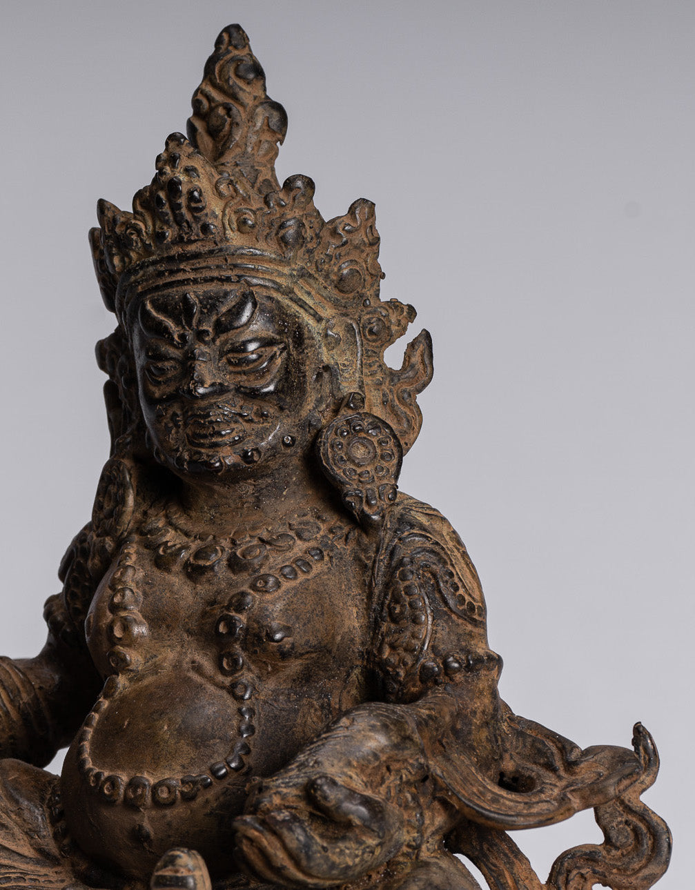 Jambhala Statue-Antike Java Majapahit Style Seated Jambhala Statue God of Wealth-21cm/8 "
