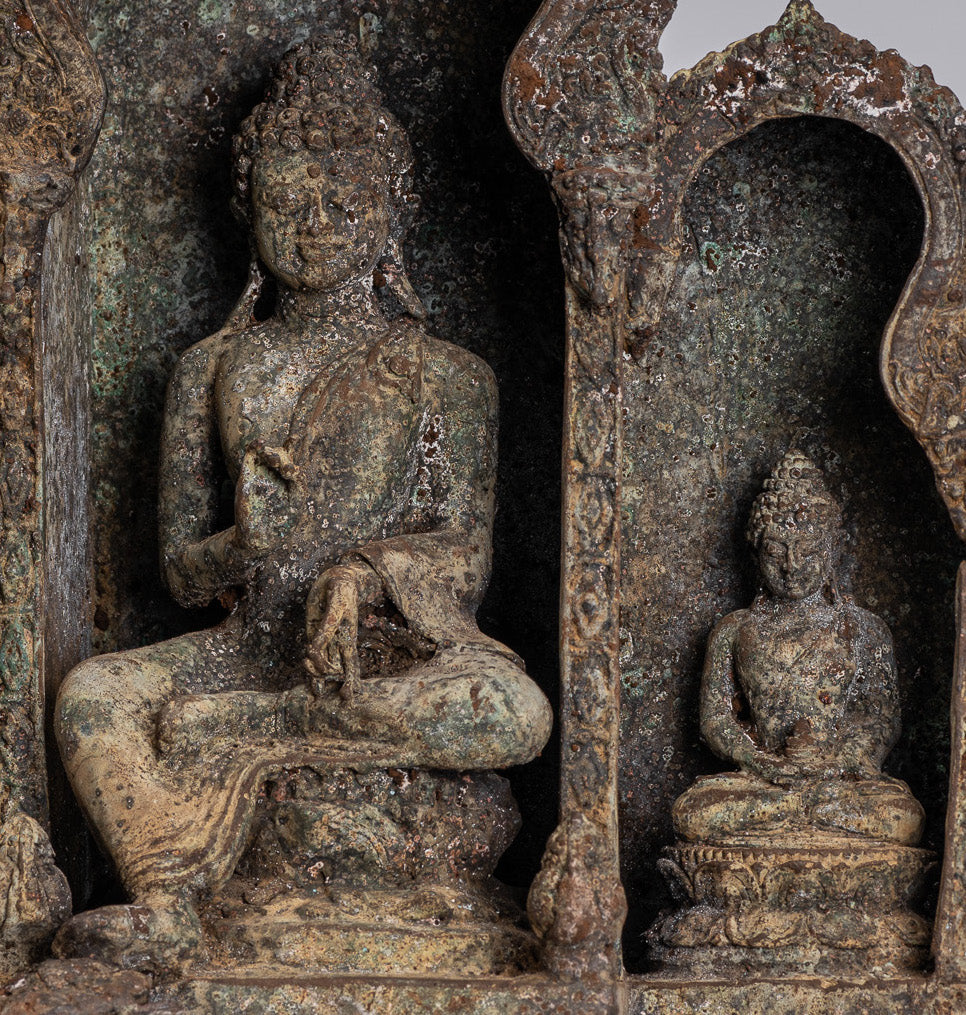 Statue de Bouddha – Statue de Bouddha d'enseignement javanais en bronze de style indonésien antique – 32 cm/13"