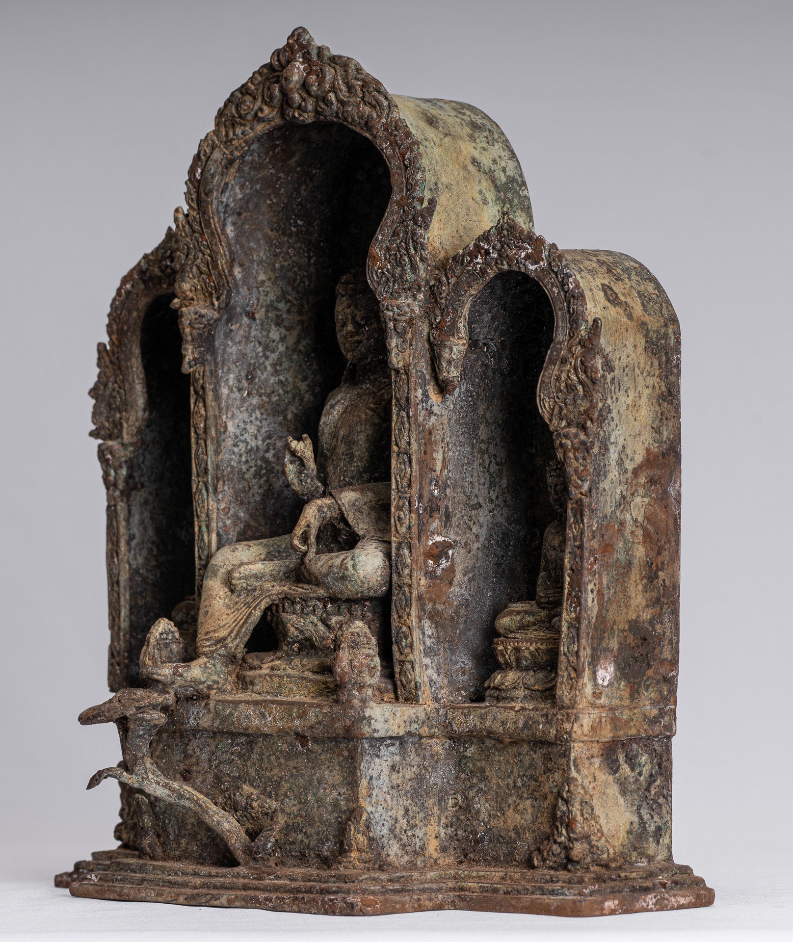 Statue de Bouddha – Statue de Bouddha d'enseignement javanais en bronze de style indonésien antique – 32 cm/13"