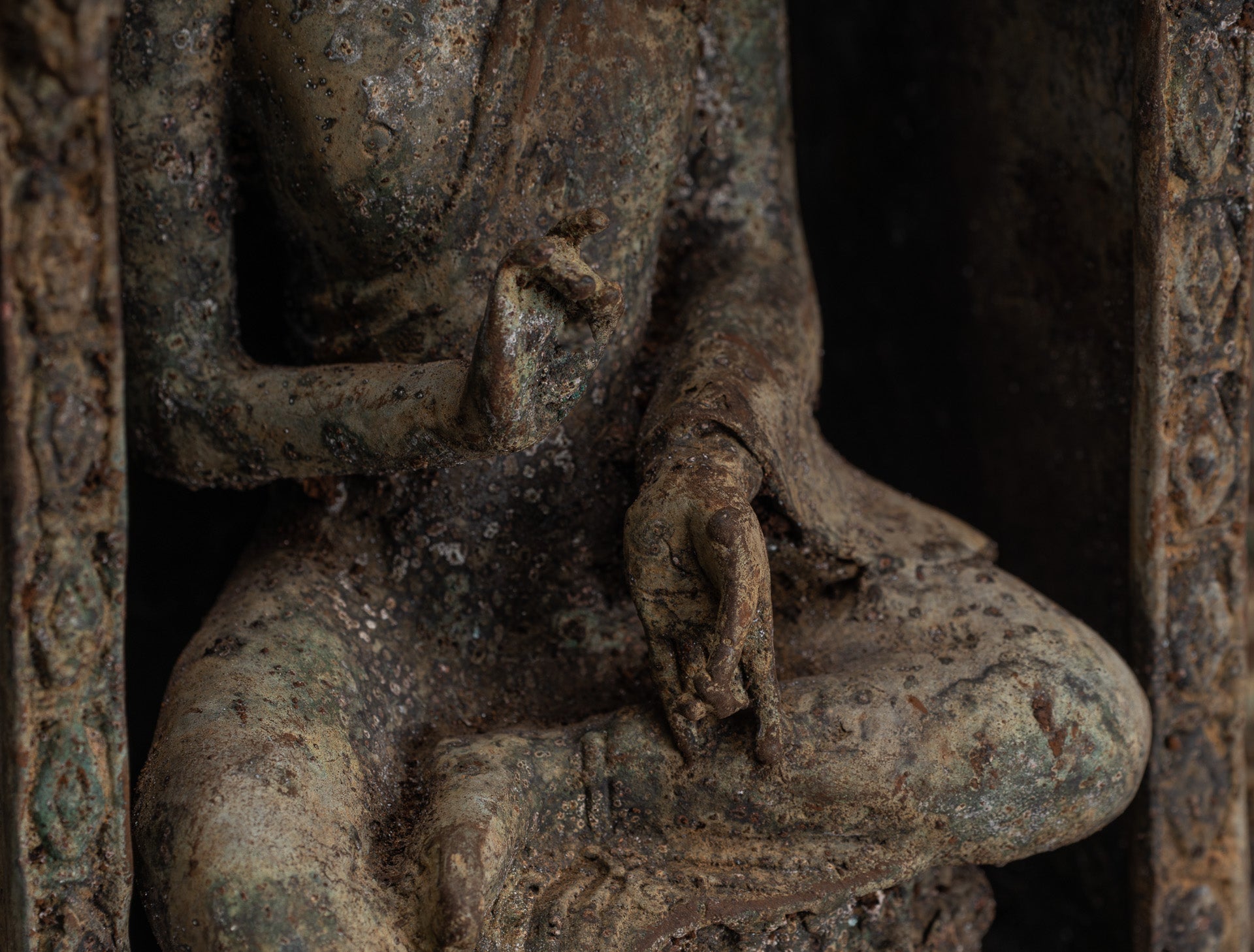 Statue de Bouddha – Statue de Bouddha d'enseignement javanais en bronze de style indonésien antique – 32 cm/13"