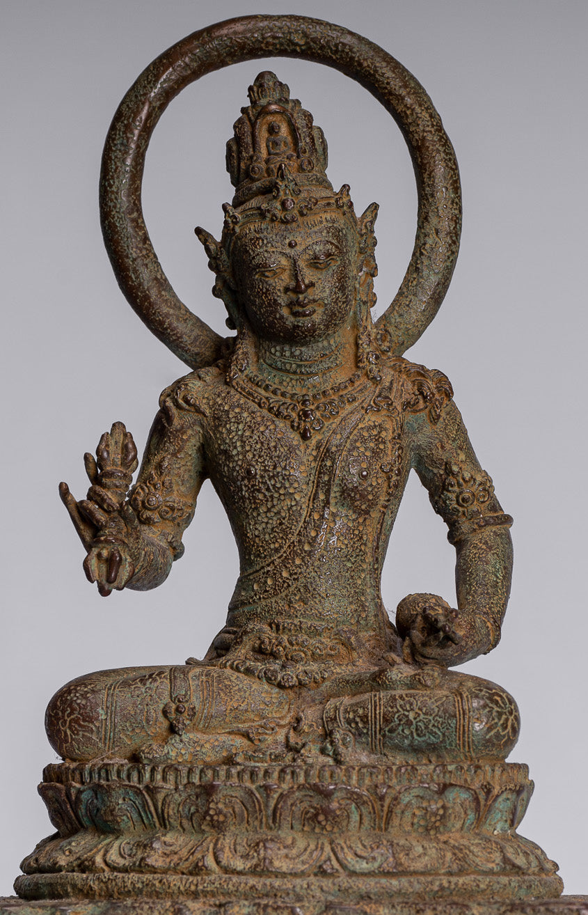 Tara Statue - Antique Java Style Majapahit Seated Bronze Devi Vajra Ta ...