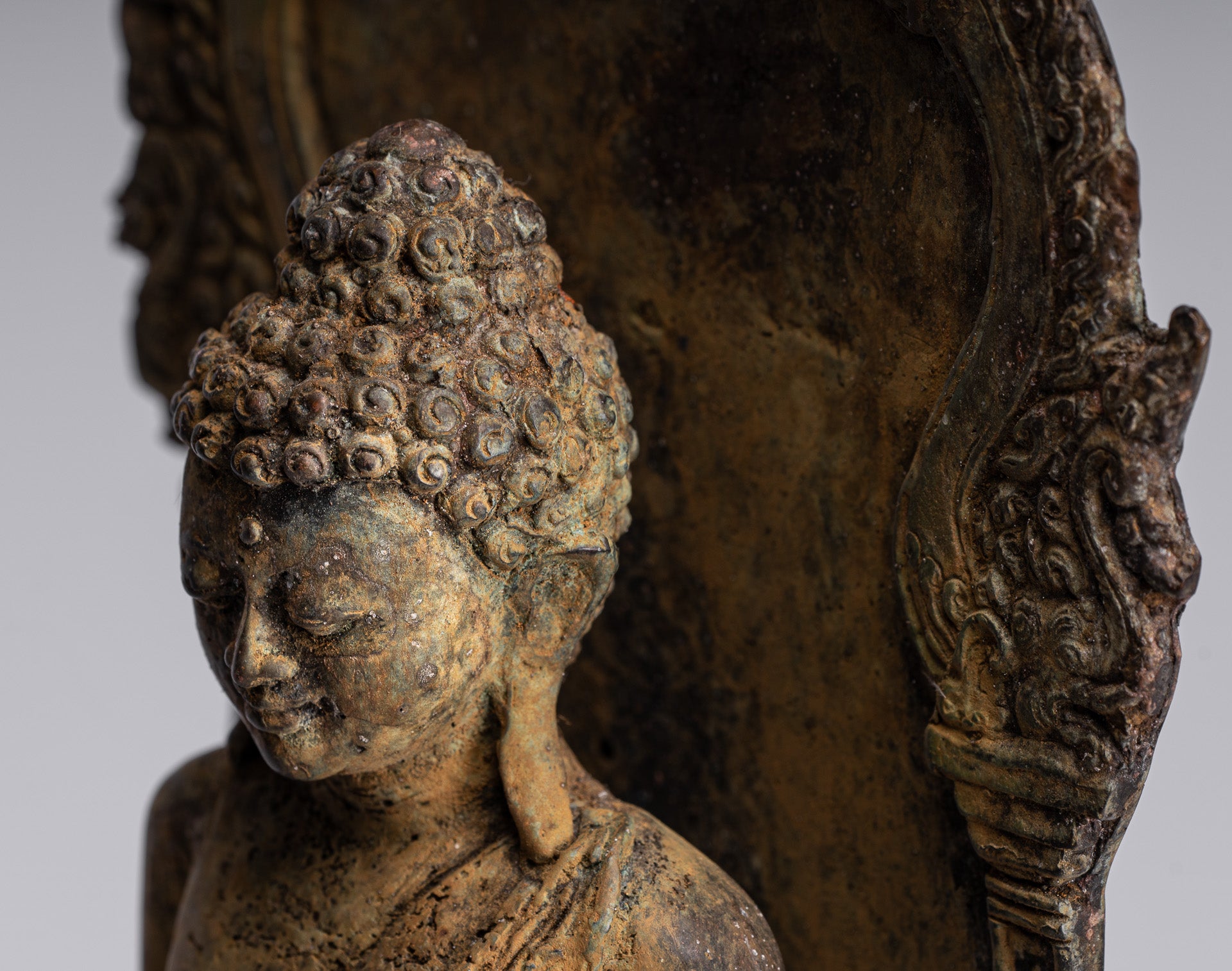 Statue de Bouddha – Bouddha de protection javanais debout en bronze de style indonésien antique – 37 cm/15"